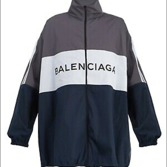 Balenciaga Logo Windbreaker Size 40 Oversized 100% - Picture 2 of 3